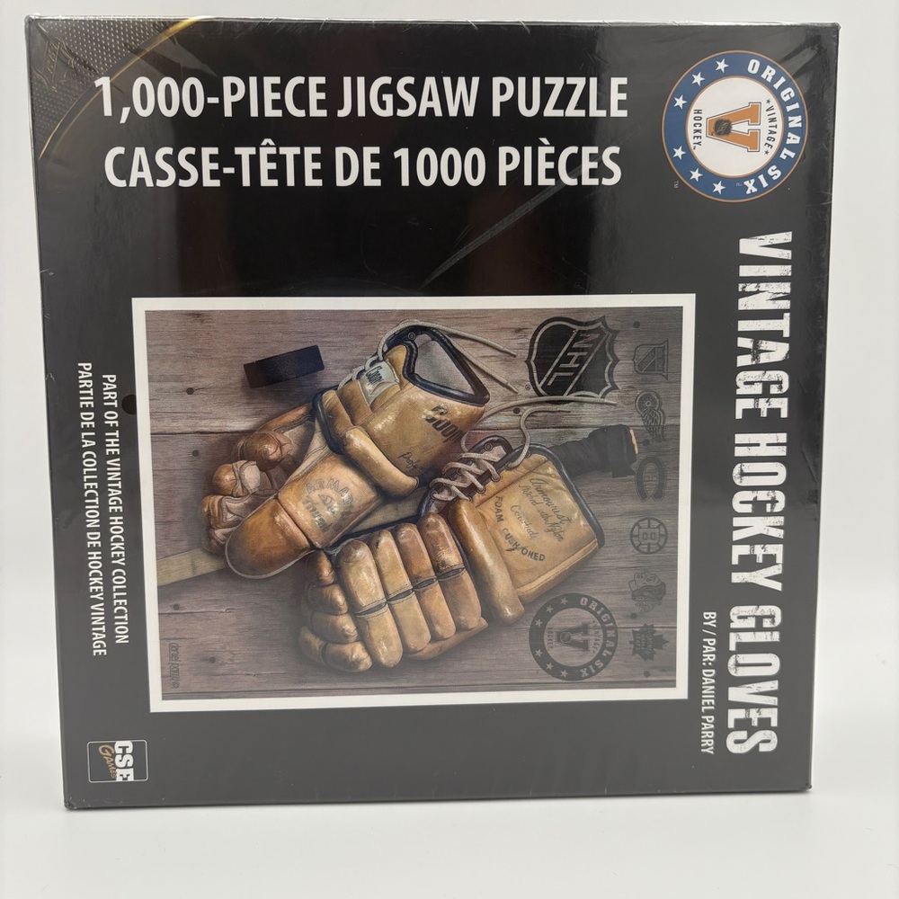 Vintage Hockey Gloves NHL Jigsaw Puzzle 1000 Piece Daniel Parry CSE Games SEALED